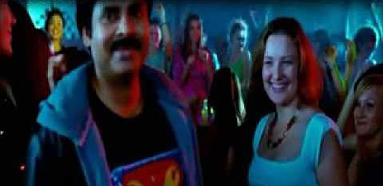 Anna Lezhneva and Pawan Kalyan in a scene from Teen Maar
