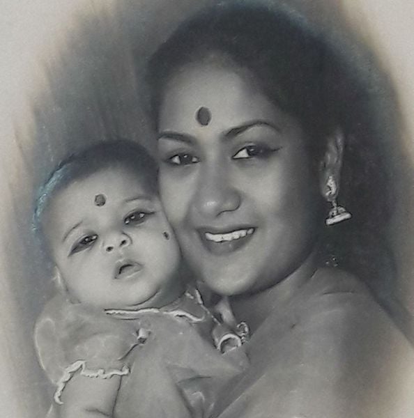 Vijaya Chamundeswari with her mother