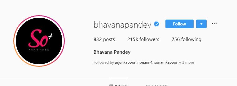 Bhavana Pandey's Instagram Profile