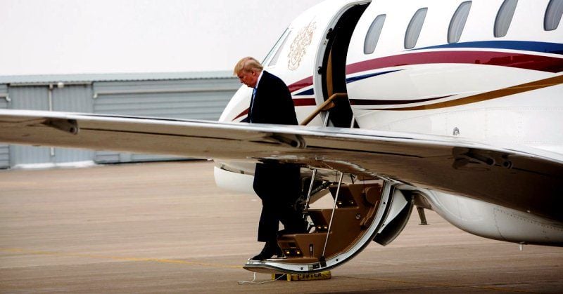 Donald Trump getting out of his Cessna Citation X