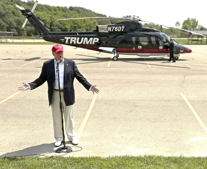 Donald Trump with his Sikorsky S-76 Helicopter