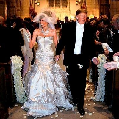 Donald Trump with his wife Melania Trump on their wedding day