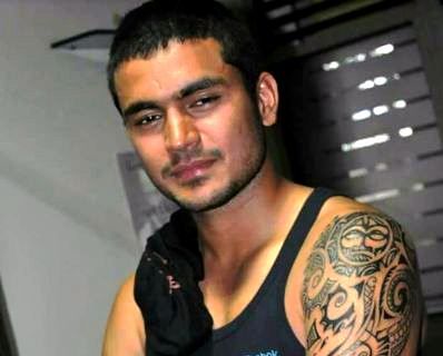 Manish Pandey's Maori tribe tattoo on his left shoulder