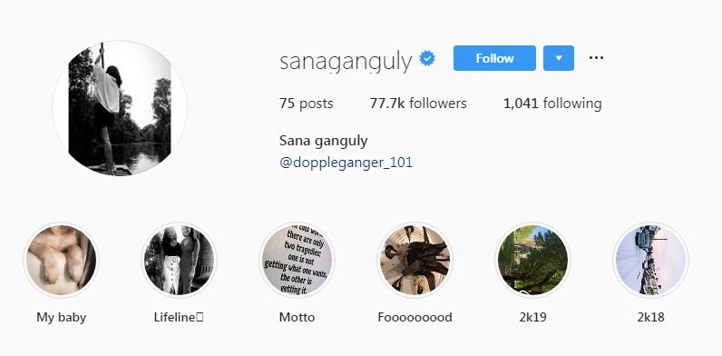 Sana Ganguly's Instagram Profile