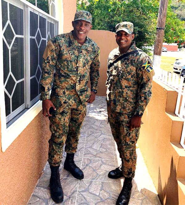 Sheldon Cottrell (left) in the Jamaican Defence Force
