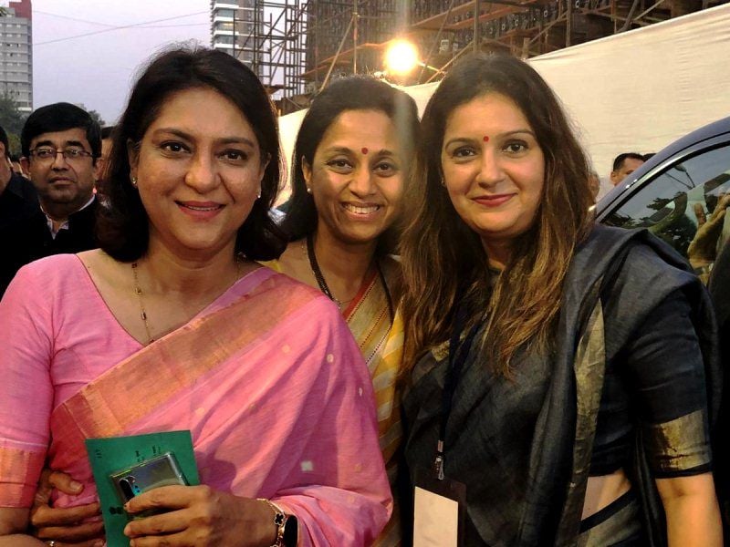Supriya Sule with Priyanka Chaturvedi (right) and Priya Dutt (left)