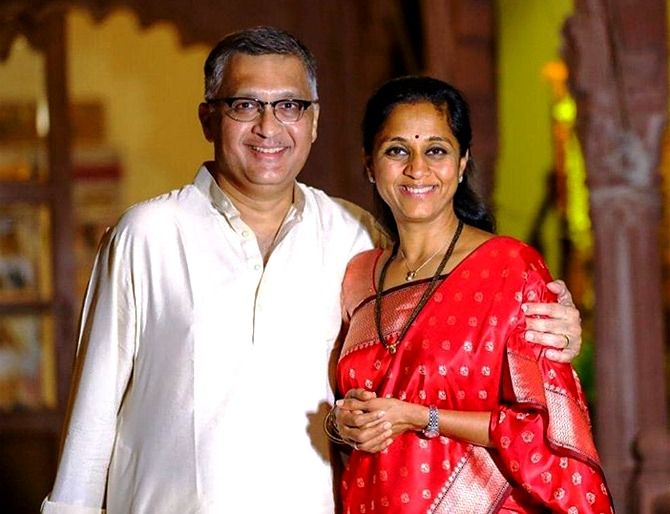 Supriya Sule with her husband Sadanand Sule