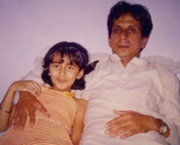 Childhood Picture of Nikki Galrani with her Father