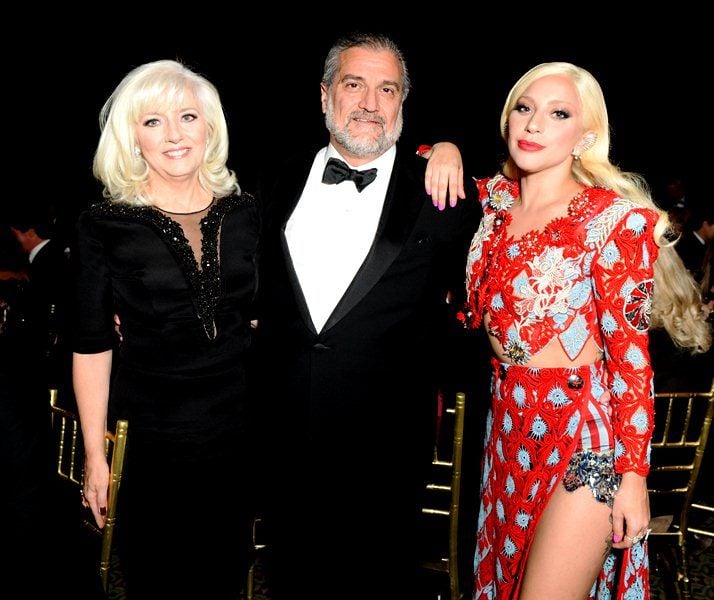 Lady Gaga with her father Joe Germanotta and her mother Cynthia Germanotta