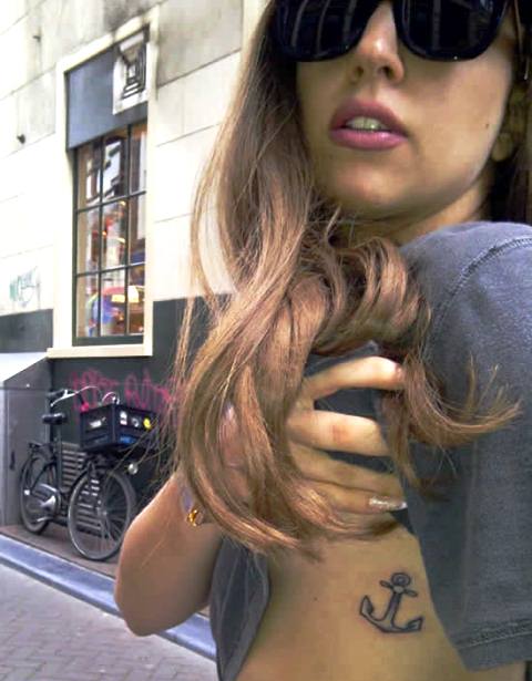 Lady Gaga's Anchor tattoo on her left rib cage