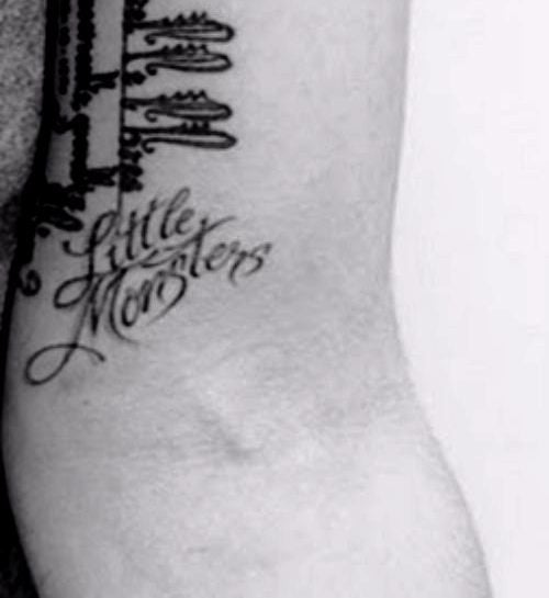 Lady Gaga's Little Monsters tattoo on her left inner arm