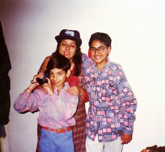 An Old Picture of Pavail Gulati With His Mother and Brother