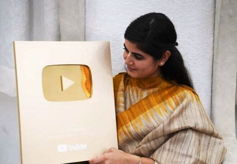 Devi Chitralekha with Her YouTube Golden Play Button