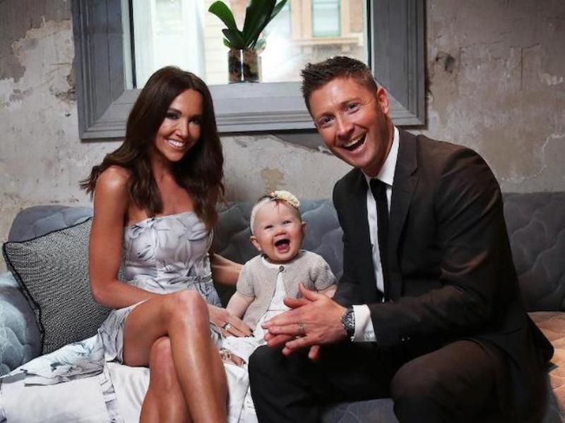 Michael Clarke with his wife Kyly and daughter Kelsey Lee in 2016-
