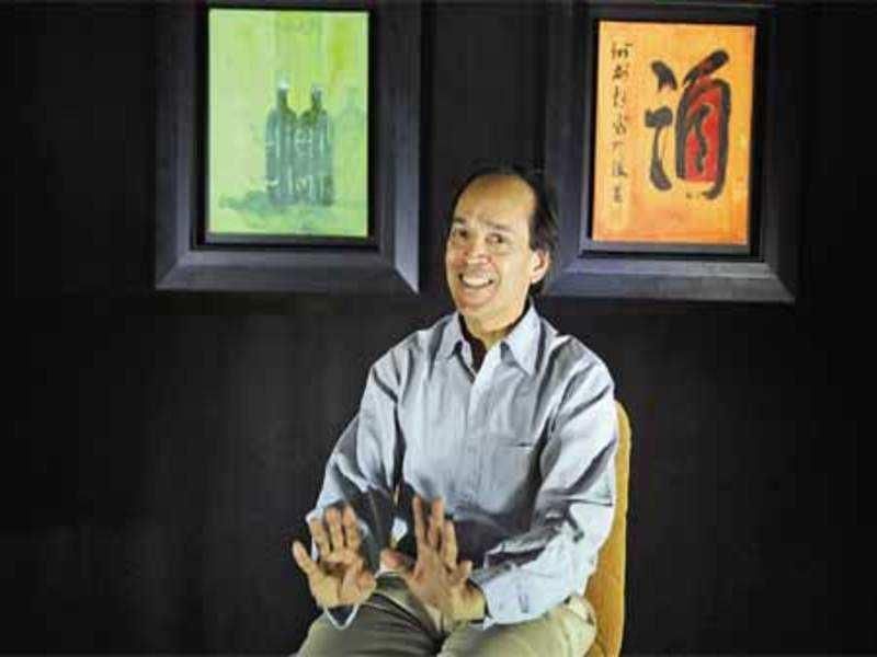 Vikram Seth with his Paintings