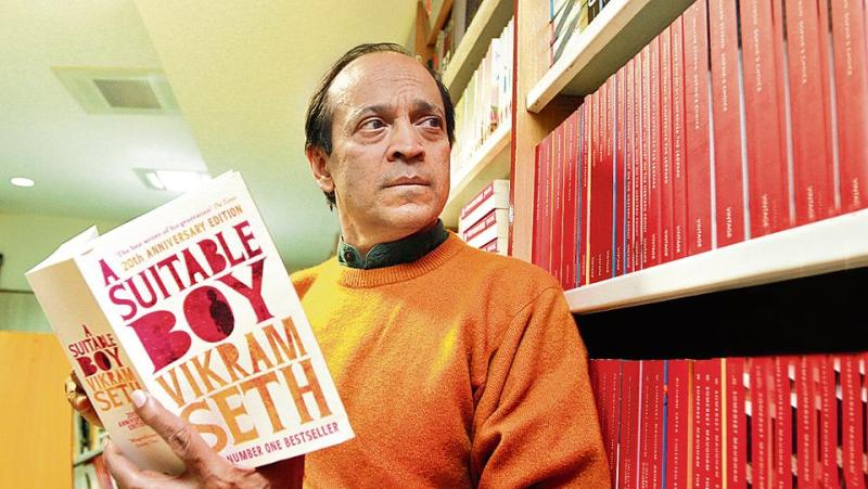 Vikram Seth Posing with his Book - A Suitable Boy