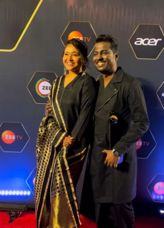 Atlee Kumar, along with his wife, at the Dadasaheb Phalke International Film Festival Awards (2024)