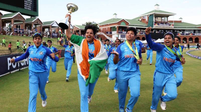 Shafali Verma and her teammates after winning the U 19 T20 World Cup 2023