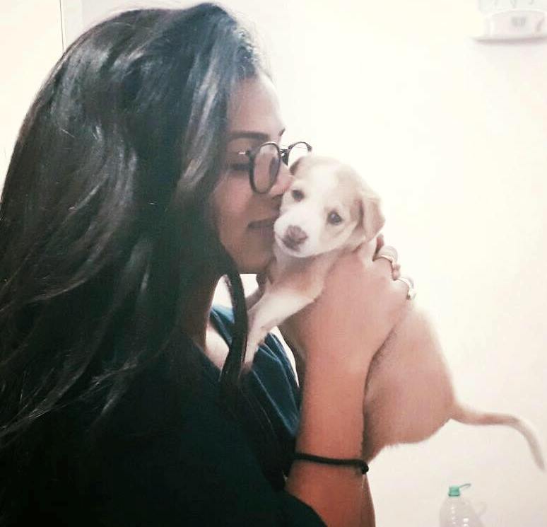 Shivani Jha with her pet 