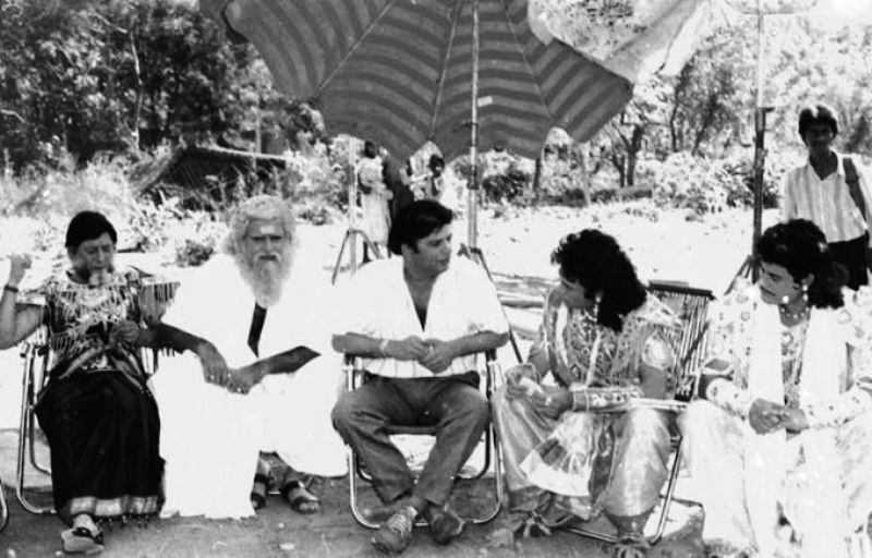 Gajendra Chauhan, Gufi Paintal, and Nitish Bharadwaj on the set of Mahabharat