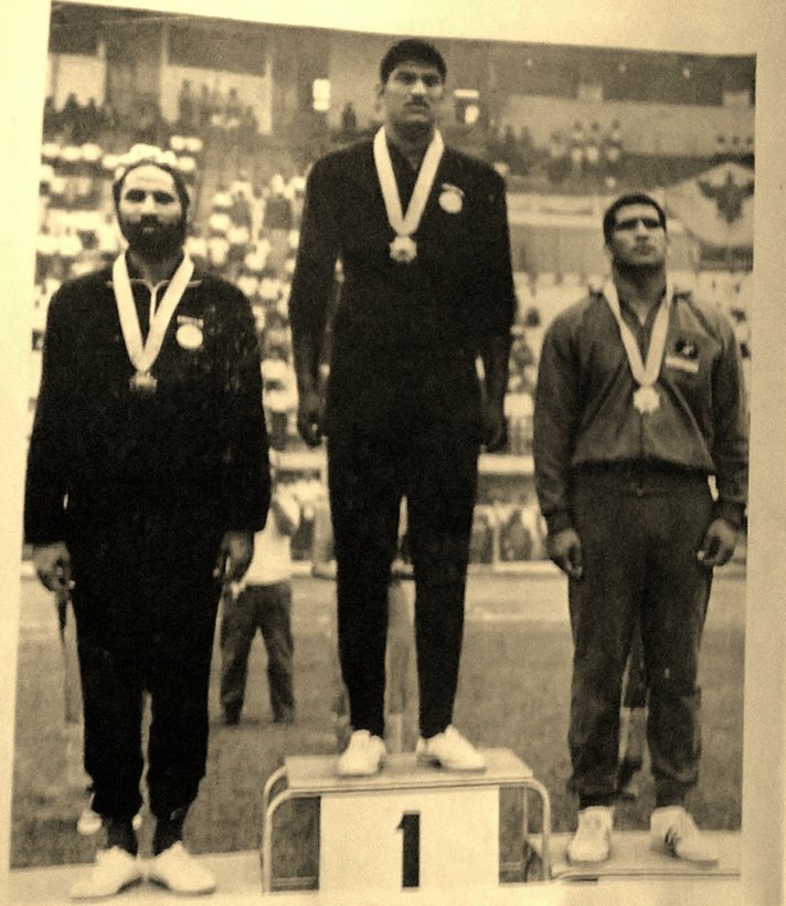 Praveen Kumar with his gold medal in the 1966 Asian Games