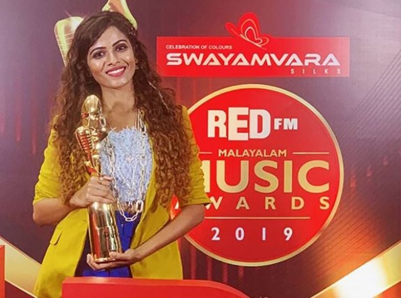Sanah Moidutty with her RED FM Malayalam Music Award