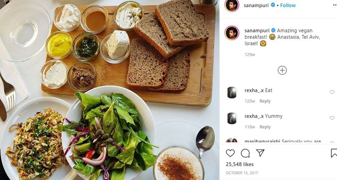 Sanam Puri's Instagram Post about his Food Habit