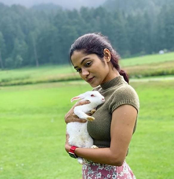 Sonali Bhadauria with a Rabbit