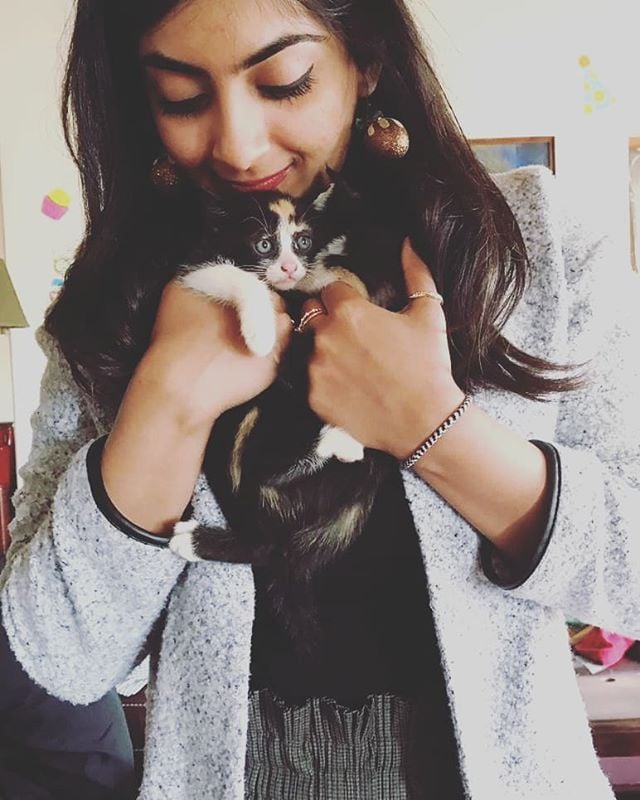 Zayn Marie Khan with her pet cat