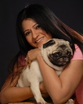 Usha Bachani with her pet dog