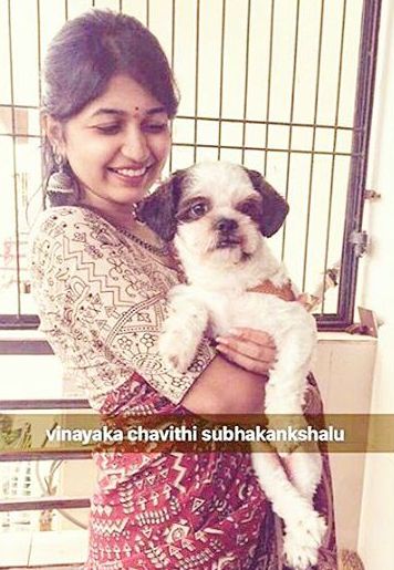 Darshini Sekhar with her pet dog