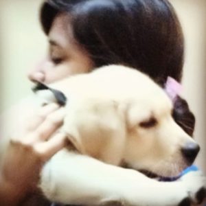 Maera Mishra with her pet dog