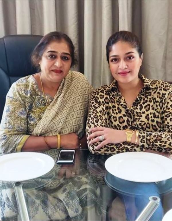 Meghana Raj With Her Mother