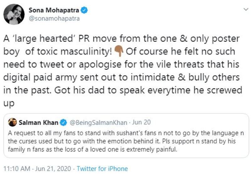 Sona Mohapatra's Tweet About Salman Khan