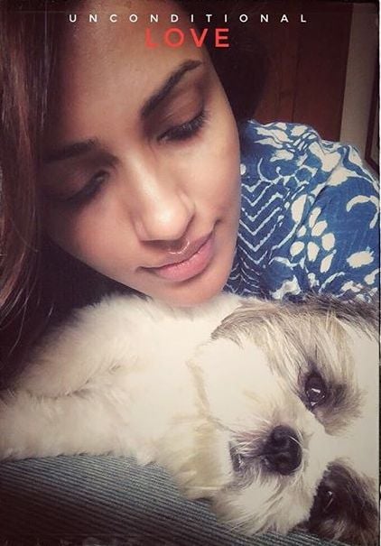 Akshara Gowda with her pet dog