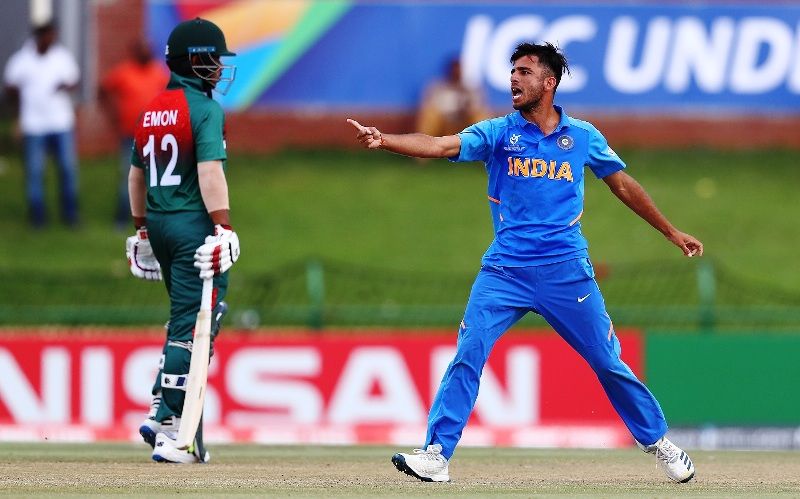 Ravi Bishnoi celebrating after dismissing a Bangladeshi batsman in the final of ICC U19 Cricket World Cup 2020
