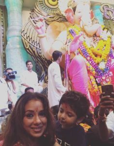 Rupali Ganguly with the idol of Lord Ganesha