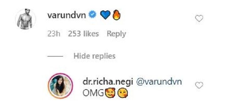 Varun Dhawan's Comment on Dr Richa Negi's Video
