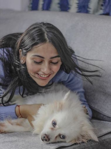 Anagha Bhosale and her pet dog