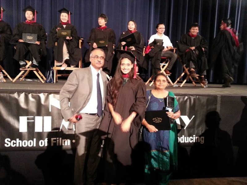 Anvita Sudarshan With Her Parents at Her Graduation Day
