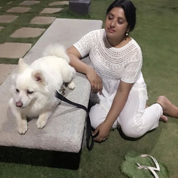 Shanoor Sana Begum with her pet dog