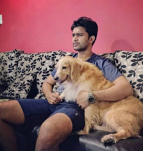 Abijeet Duddala With His Pet Dog, Bobo