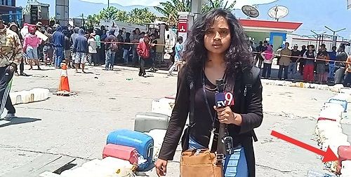 Devi Nagavalli Reporting For a News Show