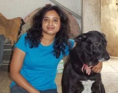 Devi Nagavalli With Her Pet Dog