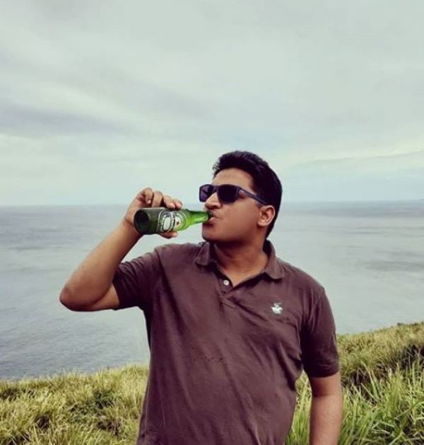 Gaurav Gupta enjoying a beer