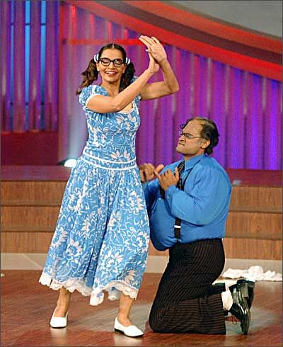 Manav Gohil and Shweta Kawatra on the sets of Nach Baliye