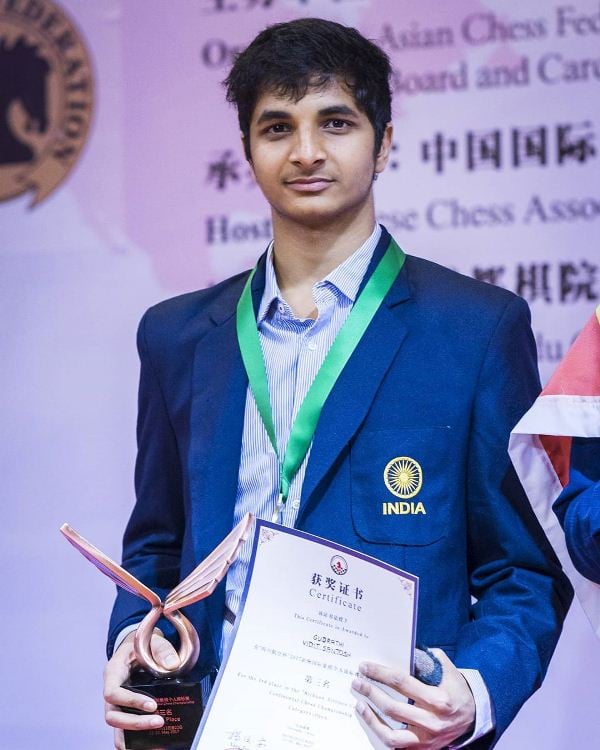 Vidit Gujrathi after winning bronze medal in Asian Championship