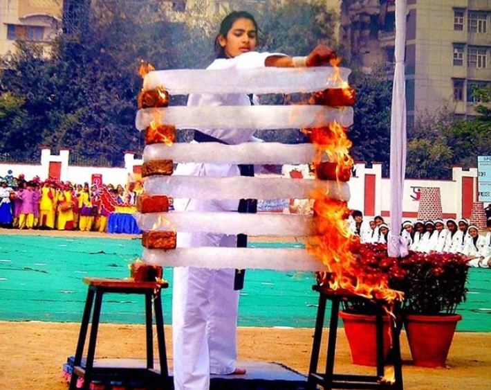 Arushi Chawla during Martial Arts competition in her school days