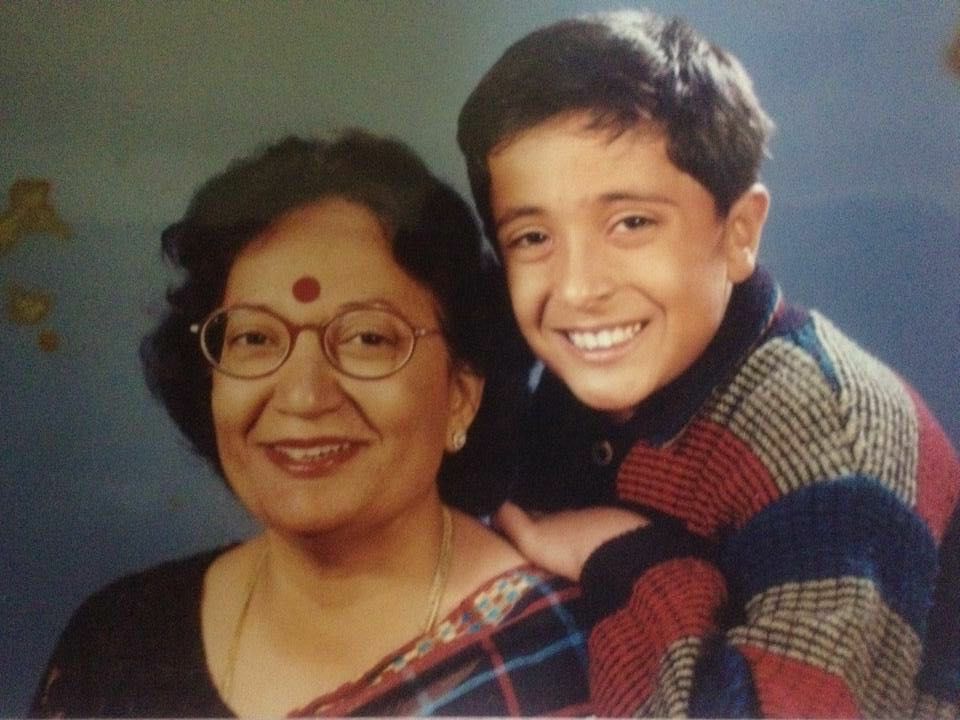 Pradeep Bhandari's childhood photo with his mother 