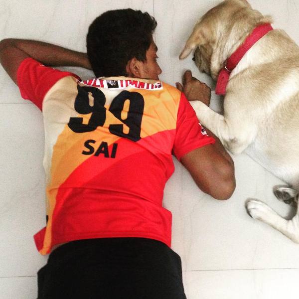 R Sai Kishore with his dog